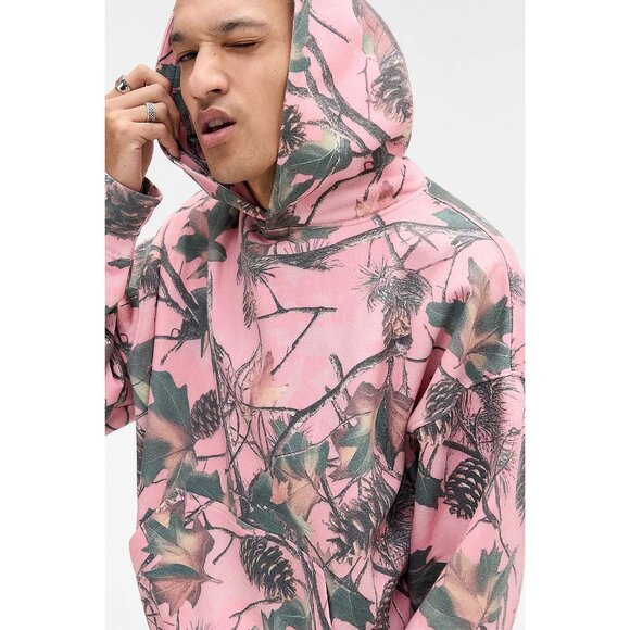 URBAN OUTFITTERS BDG Pink Real Tree Hoodie, LIKE NEW, Size: Mens XS (Womens S) - Picture 6 of 6